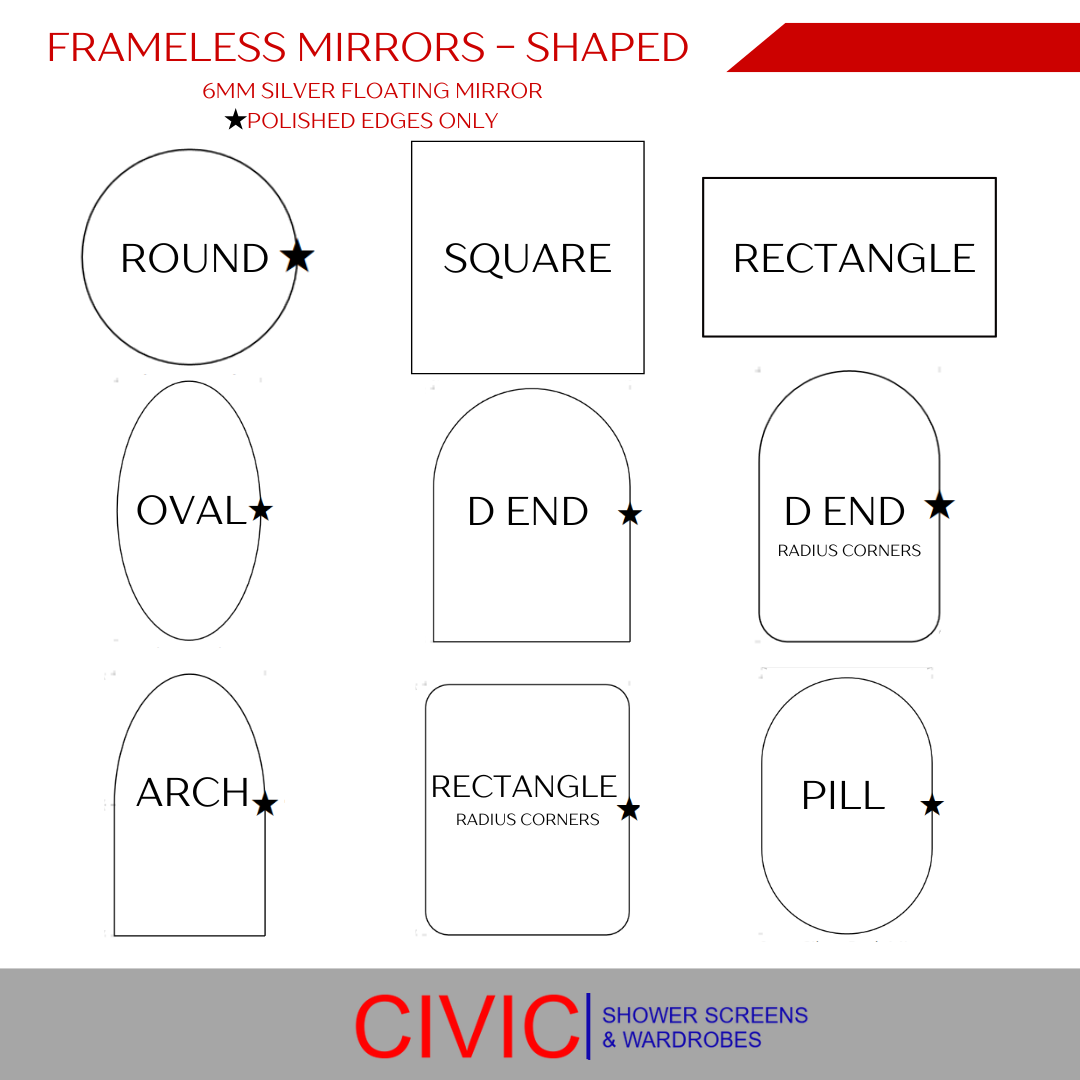 Frameless Mirrors - Shaped